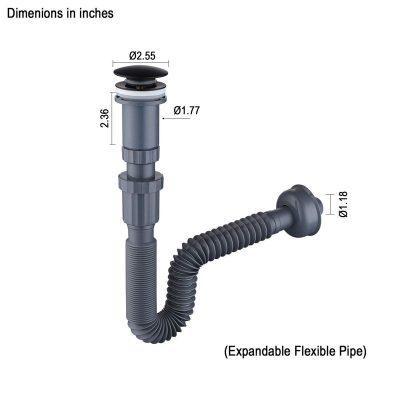 GORDEE Bathroom Sink Stopper Vertical Straight Bottle Trap Complete Set Adjustable 1-1/4 Sink Drain Kit Tube, Threaded Tube Design for Bending Angles, with or Without Overflow Adjustable, Black - Image 5